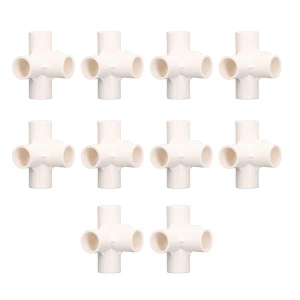 10 stk. PVC-rørfitting 20 mm 5-vejs retvinklet 3-dimensionel albue-rørforbindelse til møbler hvid