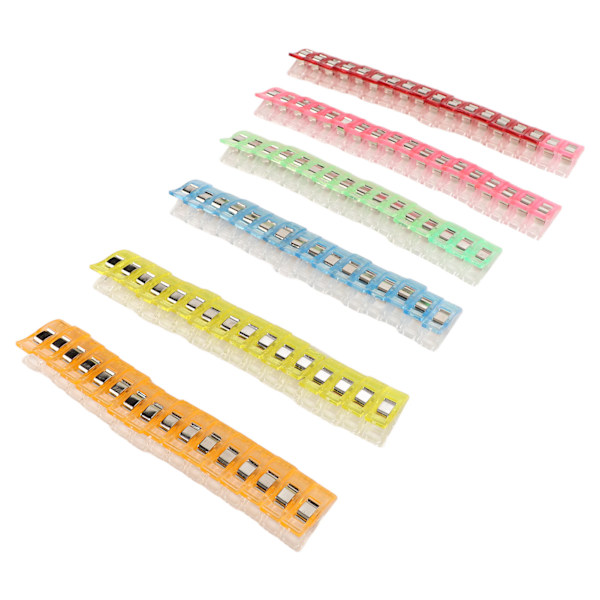 100 stk flerbruks syclips i plast, sterke håndverksclips for quilting, håndverk, binding, tilfeldig farge