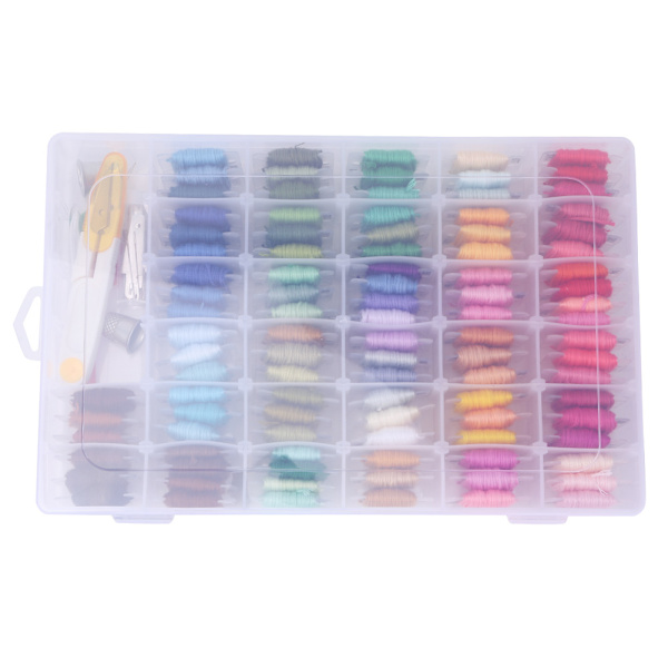 DIY handgjorda korsstygn broderi nål Set 100 färger polyester tråd