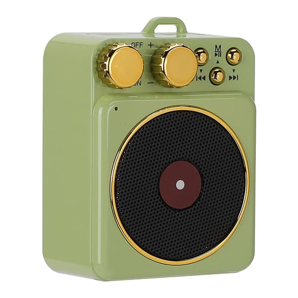 DC 3.7V Retro Bluetooth 5.0-högtalare med smart ljudröstutsändning för MP3 / TF-kortGrön