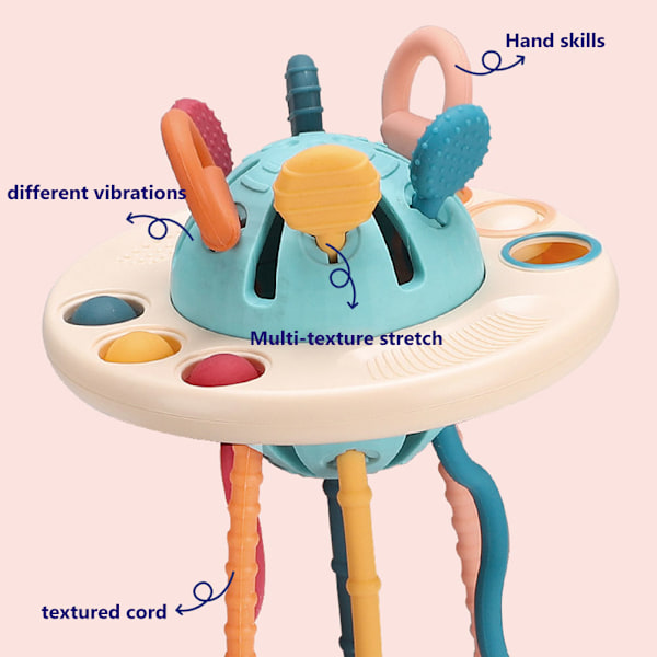 UFO Træk i snor Aktivitetslegetøj Mad Grade Silikone Baby Sensoriske Legetøj til Små Børn Finmotorik Legetøj Rejselegetøj Gave til Babyer