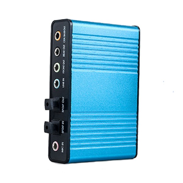 Externt ljudkort optisk fiber USB 5.1 HD för stationär bärbar dator Blå