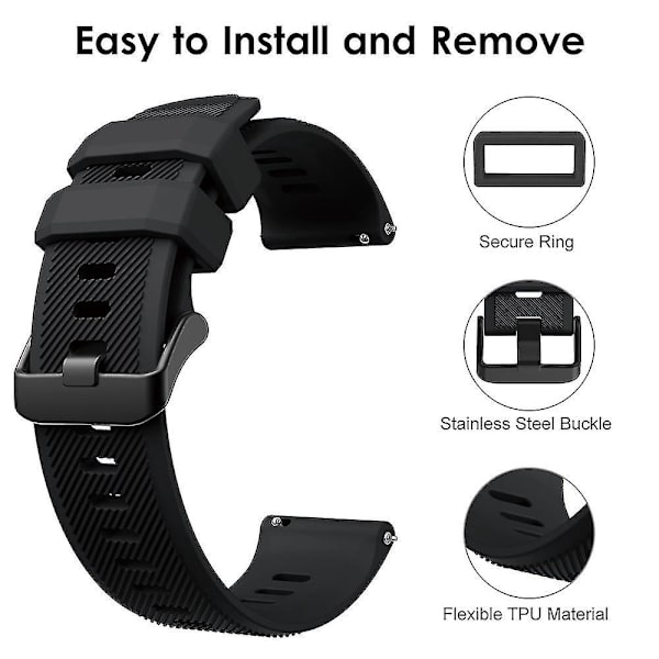 22mm silikone erstatningsrem til Garmin Venu 2/Vivoactive 4/Forerunner 745 band Forerunner 745 rød