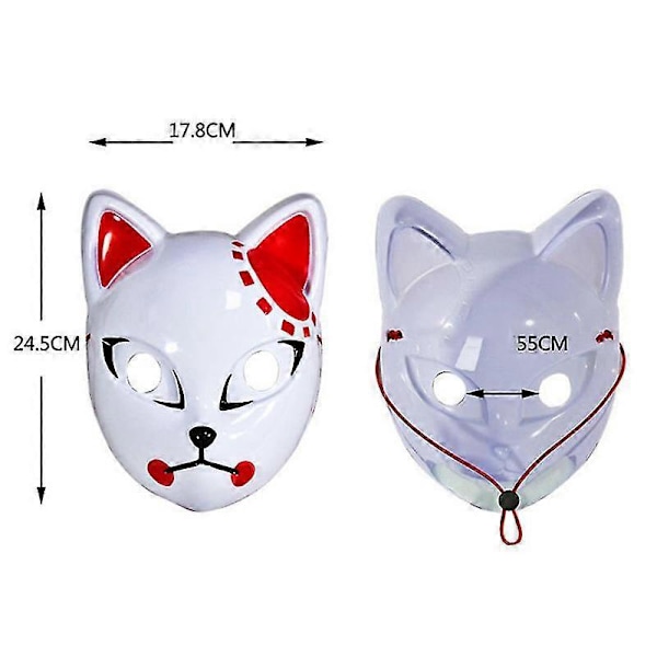 Voksen Demon Slayer Kimetsu LED Maske Rekvisitter - Sabito Halloween Fest Lysmasker Rød