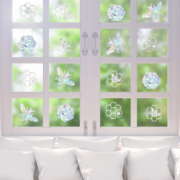 16 st Rainbow Suncatcher Window Clings Anti Collision Window Stickers Dekaler för fåglar