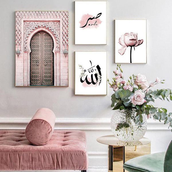 3 kpl/setti 21x30cm islamilainen muslimi tyyli seinätaide kangas maalaus koristeellinen kuva kodin sisustus