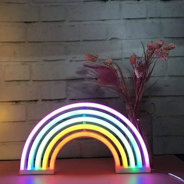 Regnbue LED Neon Lys Kunst Farverig Neon Lampe Indendørs Natlys Vægdekoration til Hjemmefest Fødselsdag Valentinsgaver Soveværelse Natbordsdekoration
