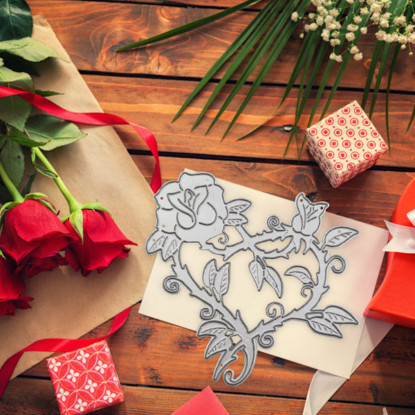 Hjärtformade rosmetallskärmaskiner Präglingsstencilar Scrapbooking för DIY-hantverk Papperskorttillverkning Album Dekorativ