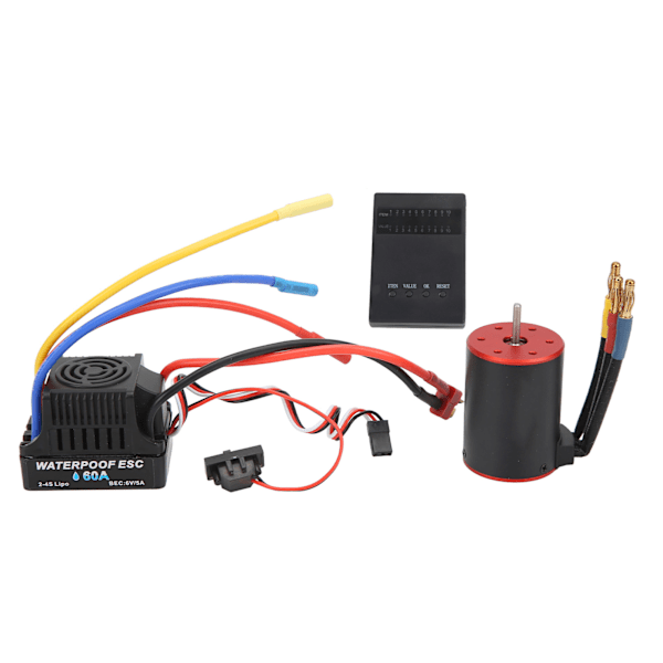 RC Vattentät Borstlös 60A ESC Kit med 3650 3100KV Motor Programmeringskort 4mm Banankontakt för 1/8 1/10 RC Bil