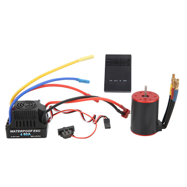 RC-vesitiivis harjaton 60A ESC-sarja 3650 3100KV moottorin ohjelmointikortilla 4 mm banaanipistoke 1/8 1/10 RC-autoon