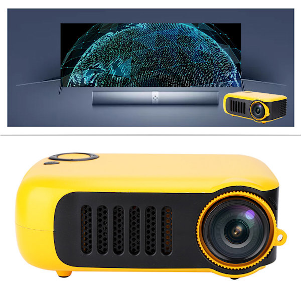 Mini kannettava koti 480*320 HD-resoluution videoprojektori keltainen lapsille 100-240V EU