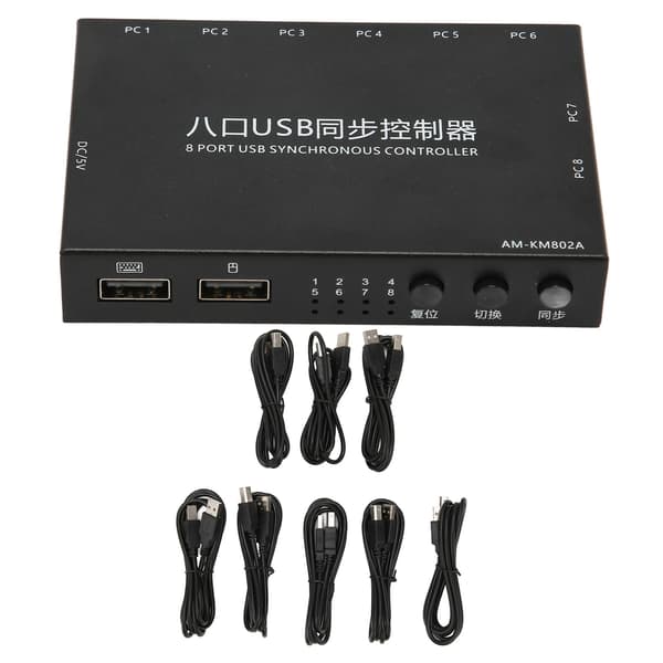 USB KVM-switch 8 porte USB2.0 Fuld hastighed Plug and Play Metalhus USB-synkronisator til tastaturmuscomputer
