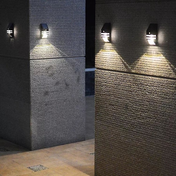 Solcellsbelysning med rörelsesensor, vattentät LED-lampa, varmvit, för utomhus, däck, trappor, staket och räcken