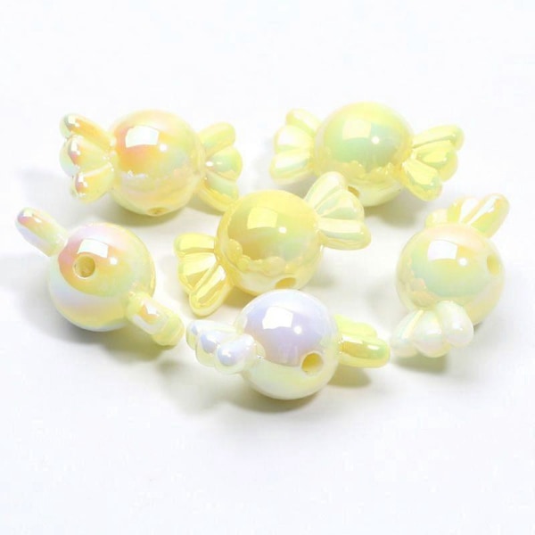 10 stk. Gradient Farve Akryl Perler til Smykkefremstilling Armbånd Halskæder Øreringe Charms DIY Håndværk gul