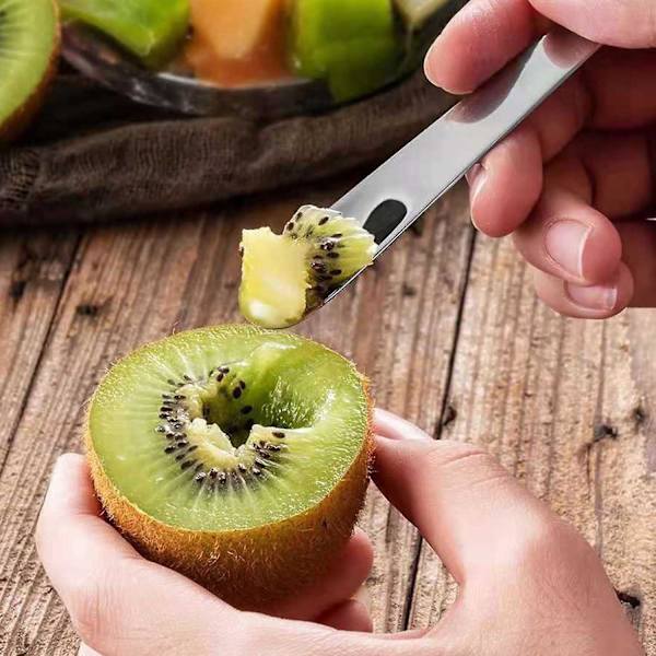 Børnedessertgaffelsæt i rustfrit stål, frugtgafler til dobbelt anvendelse, 6 dele