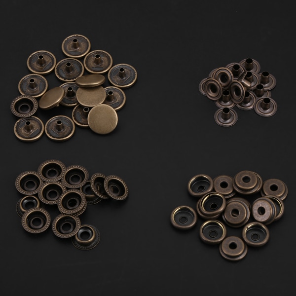 Metal trykknapper med trykknapper til reparation af lædertøjsjakke (bronze 3 stk værktøj)