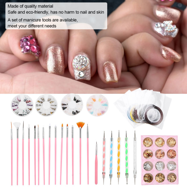 Kynsien pistelykynä strassit koristelu Nail Art Harja Tinafolio Paperi Manikyyri set