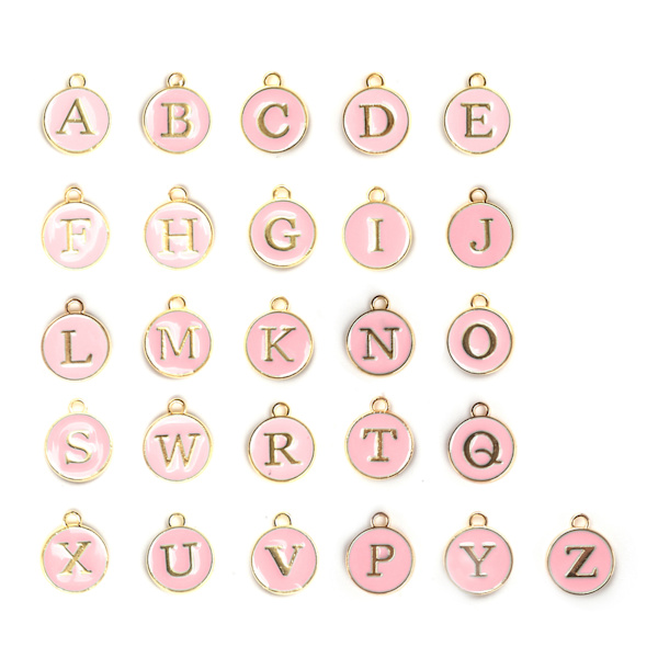 26 kpl / pussi DIY englanninkielinen kirjainriipus metallipyöreä riipus korujen valmistukseen CraftPink