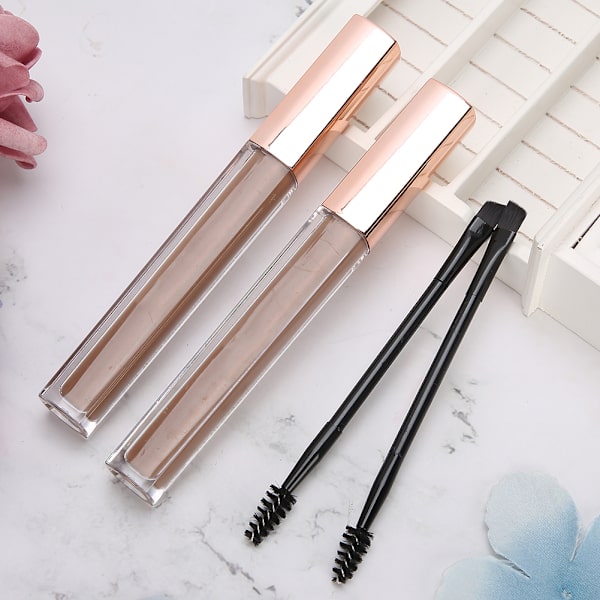 VIBELY 2stk Eyebrow Tint Gel Dye Kit Langtidsholdbar flydende bryn tatoveringsblæk med børste4#Kaffe