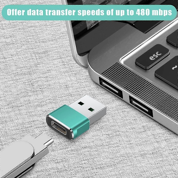 USB til USB C Adapter 3-pak, Type C Hun til A Han Opladerkabel Konverter Grøn