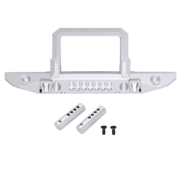Etupuskuri alumiiniseos RC-autotarvike LED-valonreiällä Axial 1/6 SCX6 -autolle, hopea