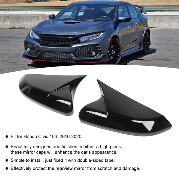 Bakspejlsdæksler til Honda Civic 10. generation 2016-2020 (Glans Sort)
