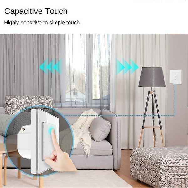 WiFi Smart Gardinbrytare Touch Design svart EU-kontakt