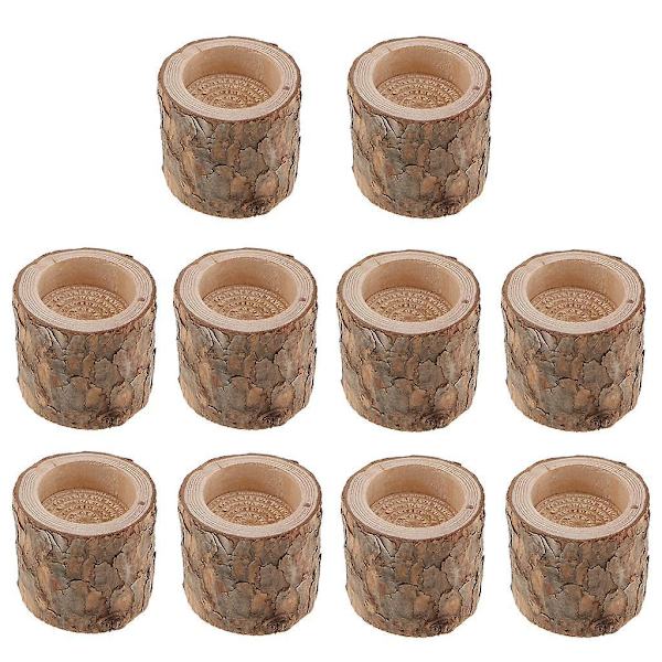 10 x Naturlig Trädstubbe Trä Ljusstake Värmeljus Bröllopsdekor 6cm
