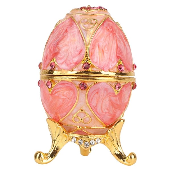 Vintage handmålad Faberge ägg-stil gångjärn smyckeskrin med emalj Faberge ägg set med gnistrande diamanter