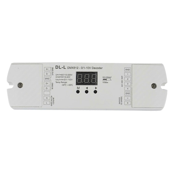 4-kanavainen DMX512 - 1-10V / 0-10V muunnin, DC 12V-24V sisääntulo