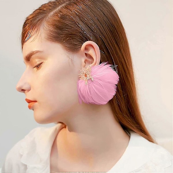 Hvide fjer til hobby, smykkefremstilling, bryllupsfestdekoration - 450 stk. pink