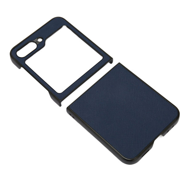Fällbar skärmtelefon skyddande läderfodral Anti Scratch Drop Proof mobiltelefonfodral för Galaxy Z Flip 5 Cruciform Grain Blue