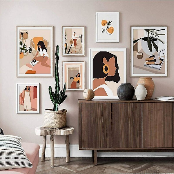 6 Pak Minimalistiske Plakat Line Tegning Vægkunst Prints, Abstrakt Line Art Plakat Lærred Kvinde Tegning Moderne Æstetisk Indretning til Hjem Soveværelse College D
