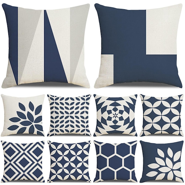 Sett med 11 stk Putetrekk Enkle Firkantede Putetrekk Dekorasjon for Sofa Stue Soverom Kontor 45x45cm