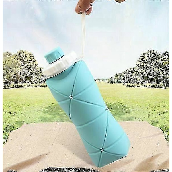 600ml Vikbar Silikon Vattenflaska Sportvattenflaska Himmelsblå