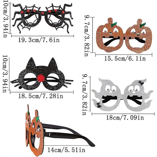 Halloweenfest Glasögon för Barn med Pumpor, Spindlar, Spöken och Svarta Katter - Charmig Halloweendekoration Cosplay Kostym Halloween Glasögon Dekoration