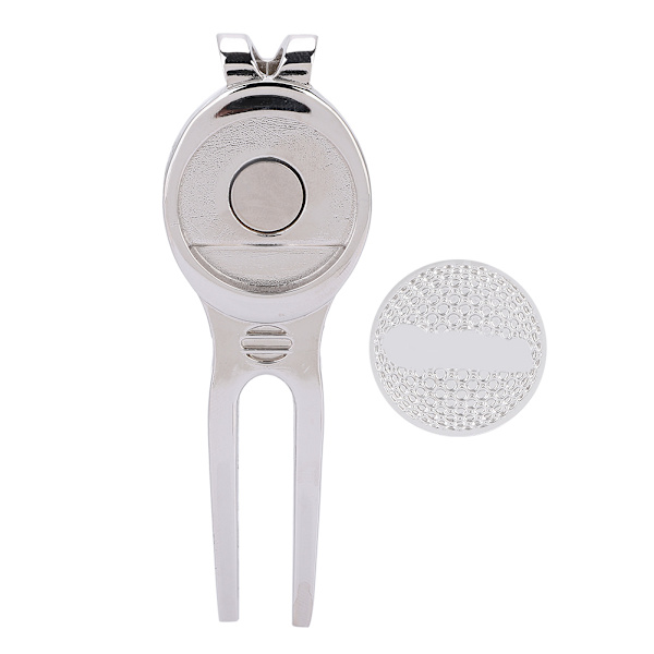 Snygg zinklegering Divot Reparationsverktyg Magnetic Ball Marker Golftillbehör (D102 Silver)