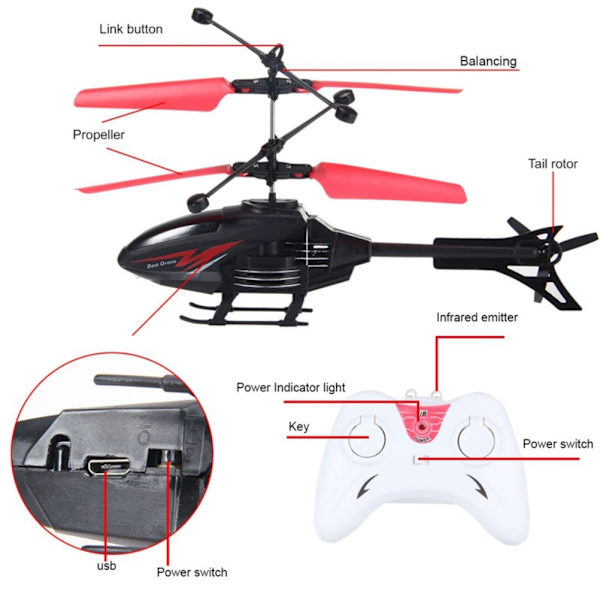 Fjärrkontrollflygplan för barn Intelligent induktionsdrönare 3 sekunder start Elektrisk levitation helikopter