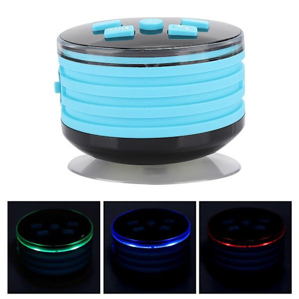 Duschrum IPX7 Bluetooth-högtalare Bärbar FM-subwoofer med andningsljus Sugkopp