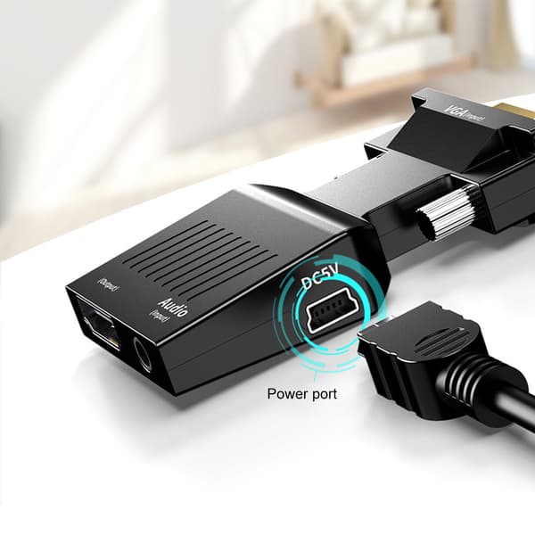 VGA til High Definition Multimedia Interface-omformer lydadapter med lydkabel for PC bærbar PC