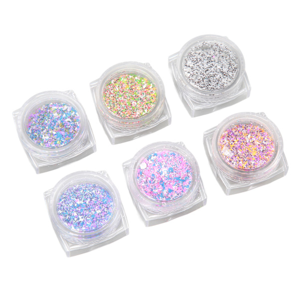 6 Box Shining Sugar Effect Glitter Gör-det-själv hantverk Elegant Nageldamm Sandpulver Nail art