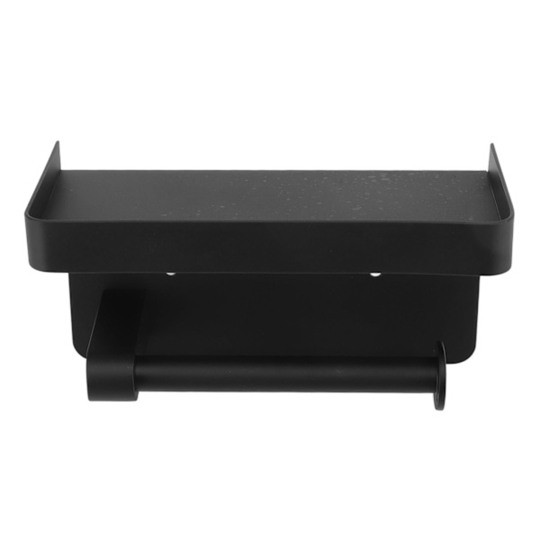 Toiletpapirholder med hylde i rustfrit stål, minimalistisk stil, vægmonteret, vandtæt toiletpapirrulleholder til badeværelse K9 Hem Black