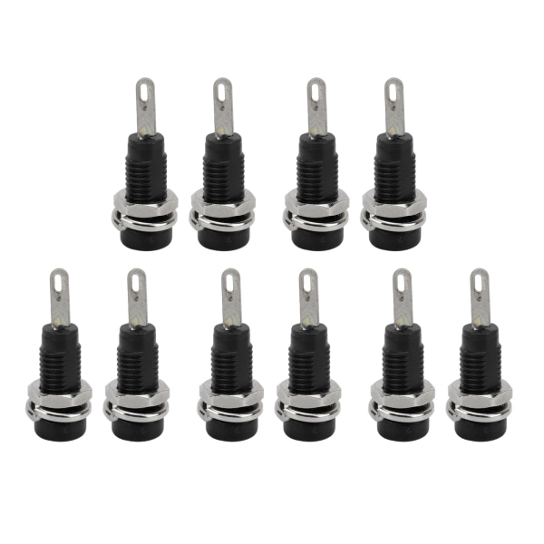 10 stk J.40003 2 mm Banana Jack Panel Socket Extended Post Plug Adapter for elektronisk instrument Svart