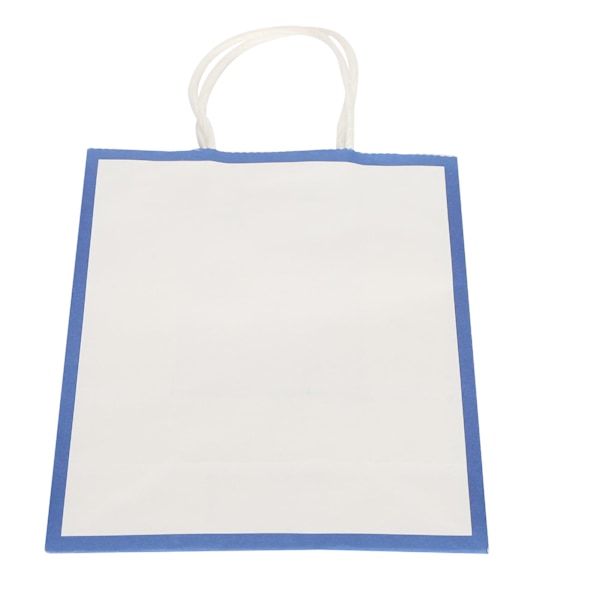 10 stk. Shopping Gavepose i Kraftpapir med Hvid+Blå Kant