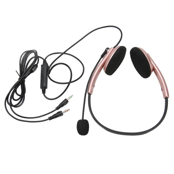 Kundesenter Headset Multifunksjonell Stilig Støyreduserende HD Samtale Hørselvern Telefon Headset Rose Gull Dobbel 3.5mm