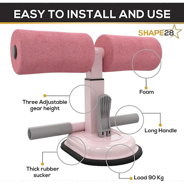 Ab Cruncher Treningsutstyr for Hjemmetrening - Sit Up Bar for Gulv Med Sugekopp