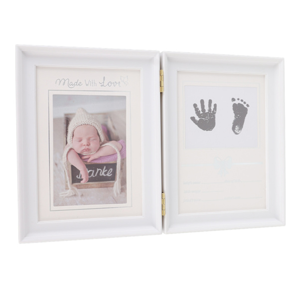 Baby håndavtrykk fotavtrykk sett plast tetthetsplate attraktiv dekorativ 31,5x20,7x1,7cm utvidede babytrykkrammer nyfødte