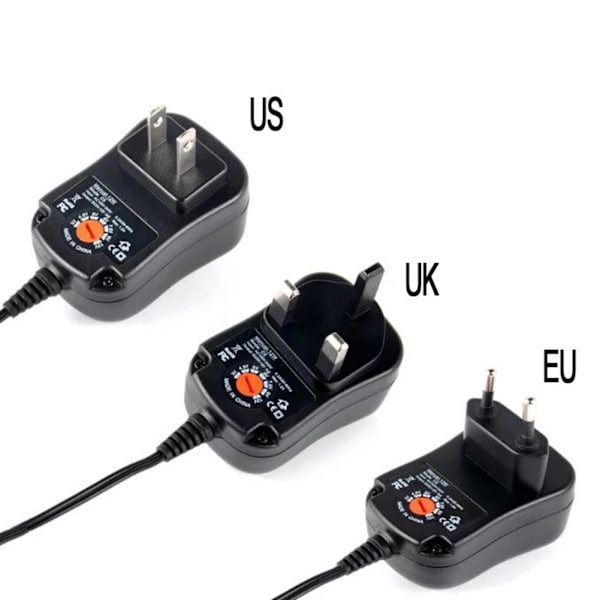 Universell 100-240V till 3V/4.5V/5V/6V/7.5V/9V/12V 12W Justerbar AC/DC Laddare Adapter Växlande Strömförsörjning