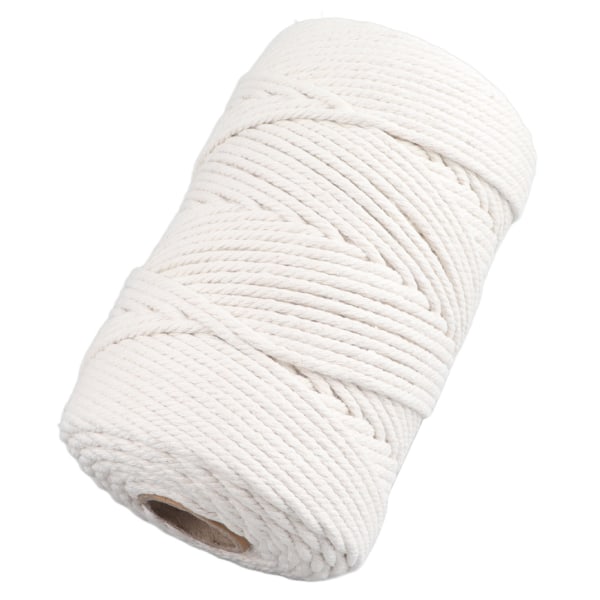 Hvid Macrame Cord 4mmx21,9 Yards Macrame Reb Bomuldsledning til vægophængning Plantebøjler Håndværk Strikning