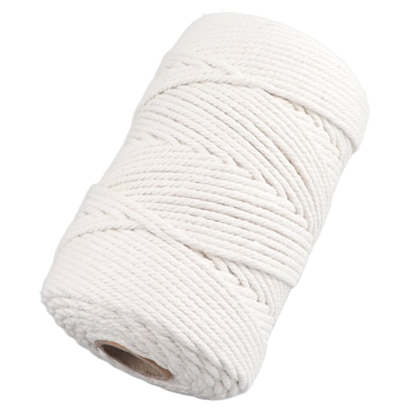 Vit Macrame Cord 4mmx21,9 Yards Macrame Rep Bomullslina för vägghängande Växthängare Hantverk Stickning